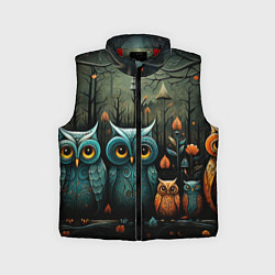 Детский жилет Совы в стиле Folk Art, цвет: 3D-красный