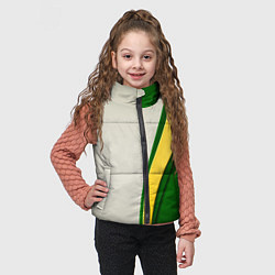 Детский жилет Абстрактный минимал с бежевым, жёлтым и зелёными ц, цвет: 3D-черный — фото 2