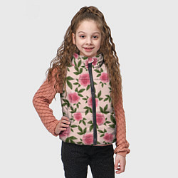 Детский жилет Акварельные розы на бежевом - паттерн, цвет: 3D-черный — фото 2
