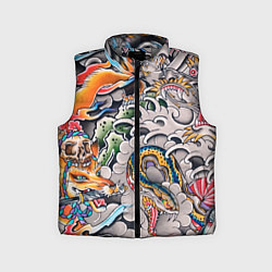 Детский жилет Иредзуми: дракон и лис