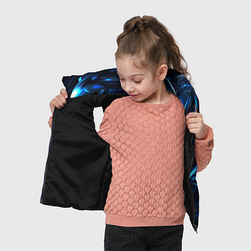 Детский жилет Фрактальный узор волны / 3D-Черный – фото 4