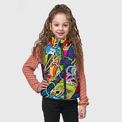 Детский жилет Guitars - pop art pattern, цвет: 3D-красный — фото 2