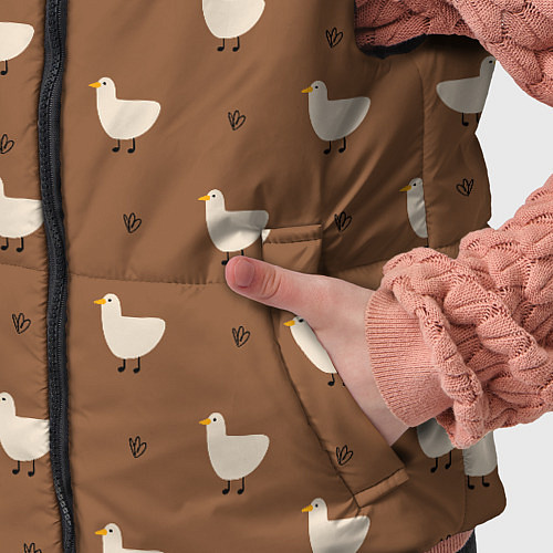 Детский жилет Гуси и травка - паттерн коричневый / 3D-Светло-серый – фото 5