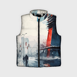 Детский жилет Наш город - коллекция Бело-сине-красный - Хуф и Ся, цвет: 3D-черный