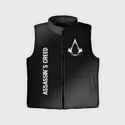 Детский жилет Assassins Creed glitch на темном фоне: надпись, си, цвет: 3D-черный