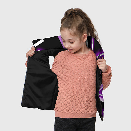 Детский жилет Фиолетовые полоски с неоном / 3D-Черный – фото 4