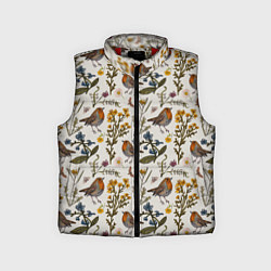 Детский жилет Птицы малиновки и зверобой, цвет: 3D-красный