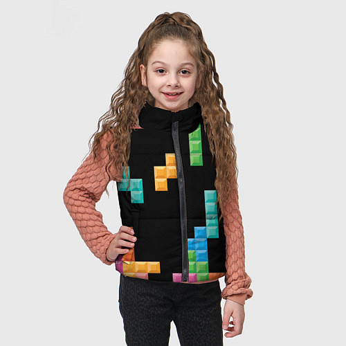 Детский жилет Тетрис падающие блоки / 3D-Светло-серый – фото 3
