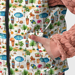 Детский жилет Пляжные зонты паттерн, цвет: 3D-красный — фото 2