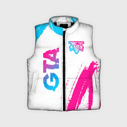 Детский жилет GTA neon gradient style: надпись, символ, цвет: 3D-черный