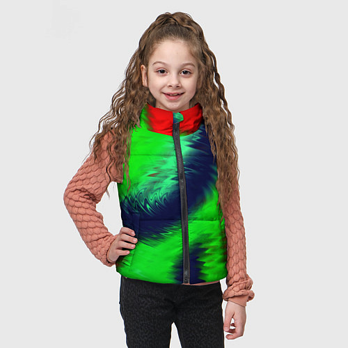 Детский жилет Красно-зеленый абстрактный узор / 3D-Светло-серый – фото 3