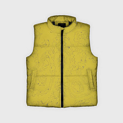 Детский жилет Рябь - зеленовато-желтый и фиолетовый - узор Хуф и