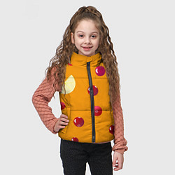 Детский жилет Ягоды и лимон, оранжевый фон, цвет: 3D-светло-серый — фото 2