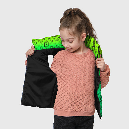 Детский жилет Желто-зеленый градиентный фон с геометрическим узо / 3D-Черный – фото 4