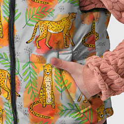 Детский жилет Дикие кошки тропический узор, цвет: 3D-красный — фото 2