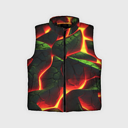 Детский жилет Зеленые плиты и лава, цвет: 3D-черный