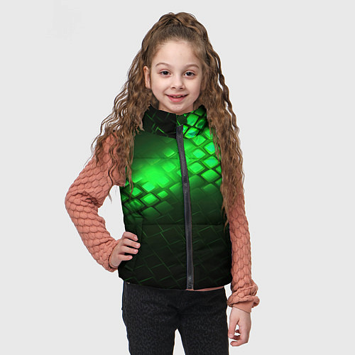 Детский жилет Неоновые зеленые пластины / 3D-Светло-серый – фото 3
