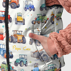 Детский жилет Акварельные тракторы - детский паттерн, цвет: 3D-черный — фото 2