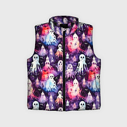 Детский жилет Хэллоуин Акварельные привидения, цвет: 3D-черный