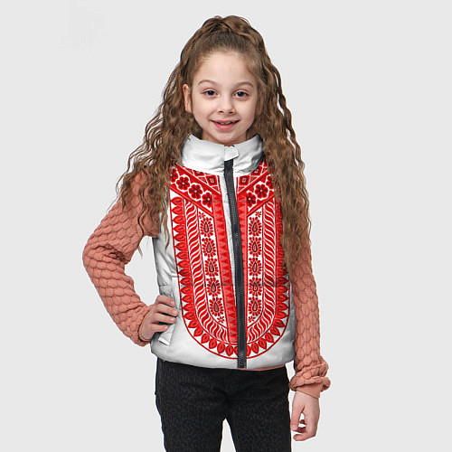Детский жилет Красная славянская вышиванка / 3D-Светло-серый – фото 3
