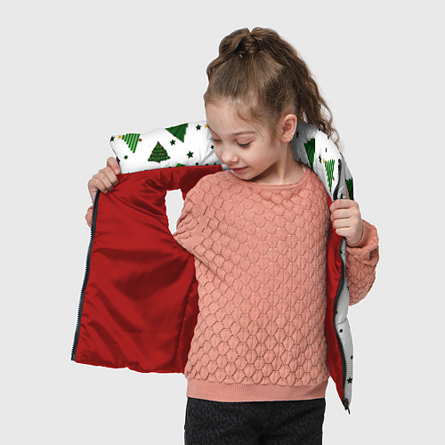 Детский жилет Узор с зелеными елочками / 3D-Красный – фото 4