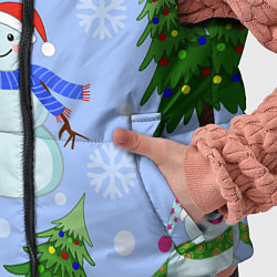 Детский жилет Снеговики с новогодними елками паттерн, цвет: 3D-черный — фото 2