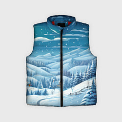Детский жилет Новогодний пейзаж природа, цвет: 3D-красный