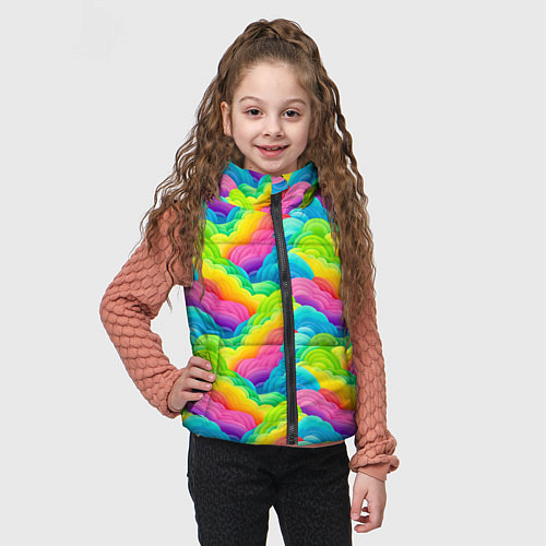 Детский жилет Разноцветные облака из бумаги паттерн / 3D-Светло-серый – фото 3