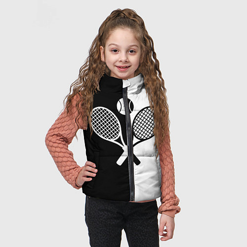 Детский жилет Теннис - чёрно белое / 3D-Светло-серый – фото 3