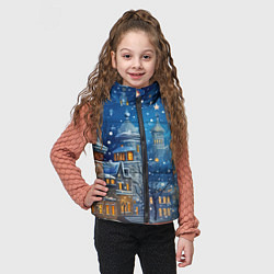 Детский жилет Новогоднее настроение город, цвет: 3D-черный — фото 2