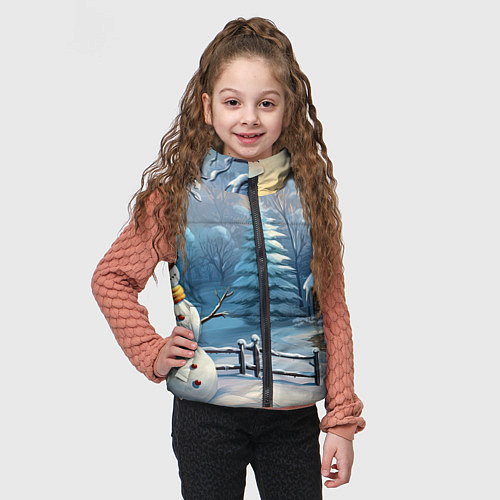 Детский жилет Новый год и снеговик / 3D-Светло-серый – фото 3