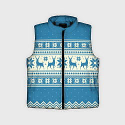 Детский жилет Sweater with deer on a blue background, цвет: 3D-черный