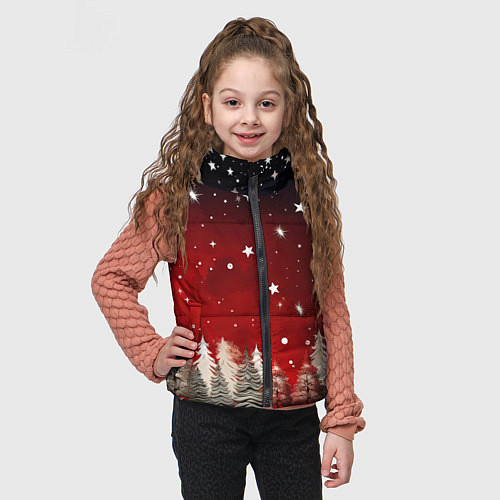 Детский жилет Морозное утро в деревне / 3D-Светло-серый – фото 3