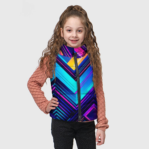 Детский жилет Геометрическая неоновая абстракция / 3D-Светло-серый – фото 3