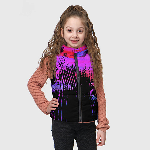 Детский жилет Розово синий сочный гранж / 3D-Светло-серый – фото 3