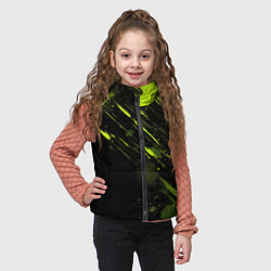 Детский жилет Зеленая краска на черном фоне, цвет: 3D-светло-серый — фото 2