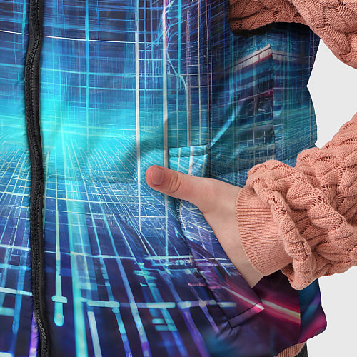Детский жилет Киберпанк неоновый коридор / 3D-Красный – фото 5