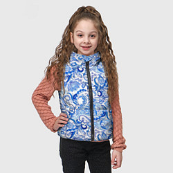 Детский жилет Гжельская роспись на белом фоне, цвет: 3D-черный — фото 2