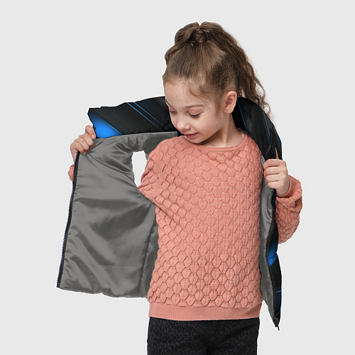 Детский жилет Синий неоновый яркий свет на черном абстрактном фо / 3D-Светло-серый – фото 4