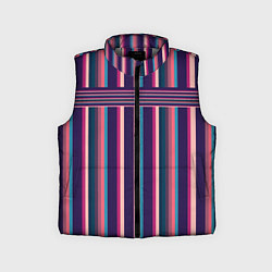 Детский жилет Вертикальные и горизонтальные полоски: розовые и ф, цвет: 3D-светло-серый