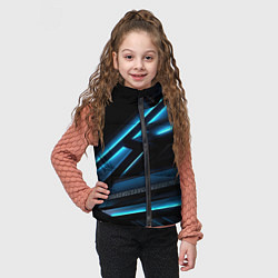 Детский жилет Черная абстракция с синим неоновым ярким свечением, цвет: 3D-черный — фото 2