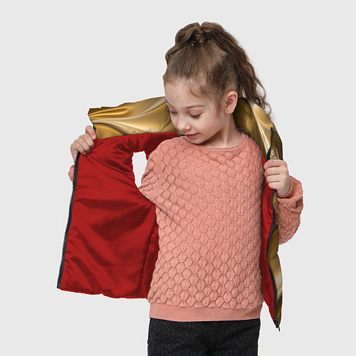 Детский жилет Золотые изгибы атласа - барханы / 3D-Красный – фото 4