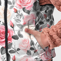 Детский жилет Розовые розы и серые листочки - паттерн, цвет: 3D-красный — фото 2