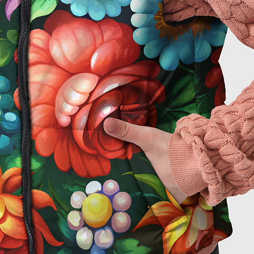 Детский жилет Жостово роспись цветы традиционный узор / 3D-Красный – фото 5