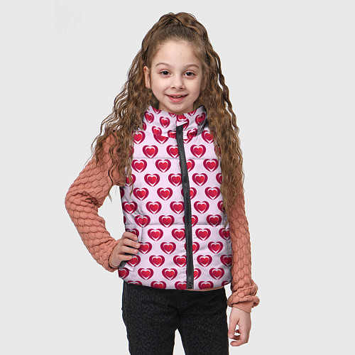 Детский жилет Двойное сердце на розовом фоне / 3D-Светло-серый – фото 3