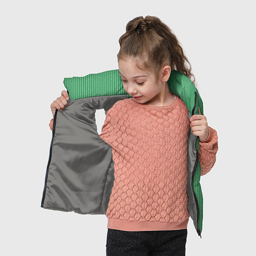 Детский жилет Нефритовый зелёный в полоску / 3D-Светло-серый – фото 4