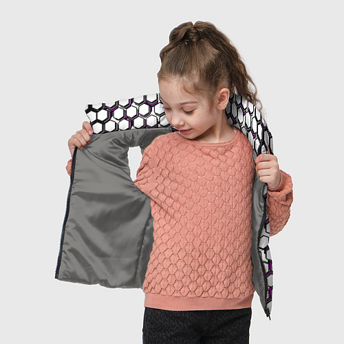 Детский жилет Киберпанк узор из шестиугольников розовый / 3D-Светло-серый – фото 4
