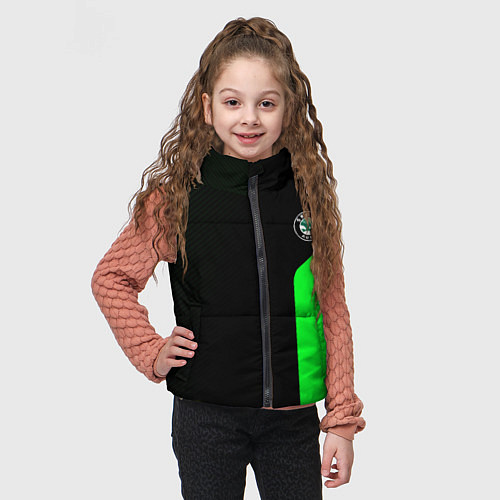 Детский жилет Skoda pattern sport green / 3D-Светло-серый – фото 3