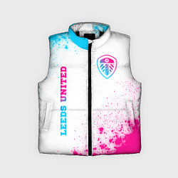 Детский жилет Leeds United neon gradient style вертикально, цвет: 3D-черный