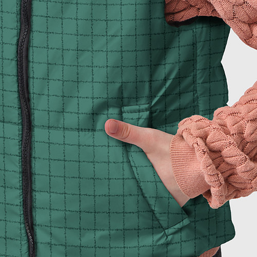 Детский жилет Патиново-зелёный в клетку / 3D-Светло-серый – фото 5